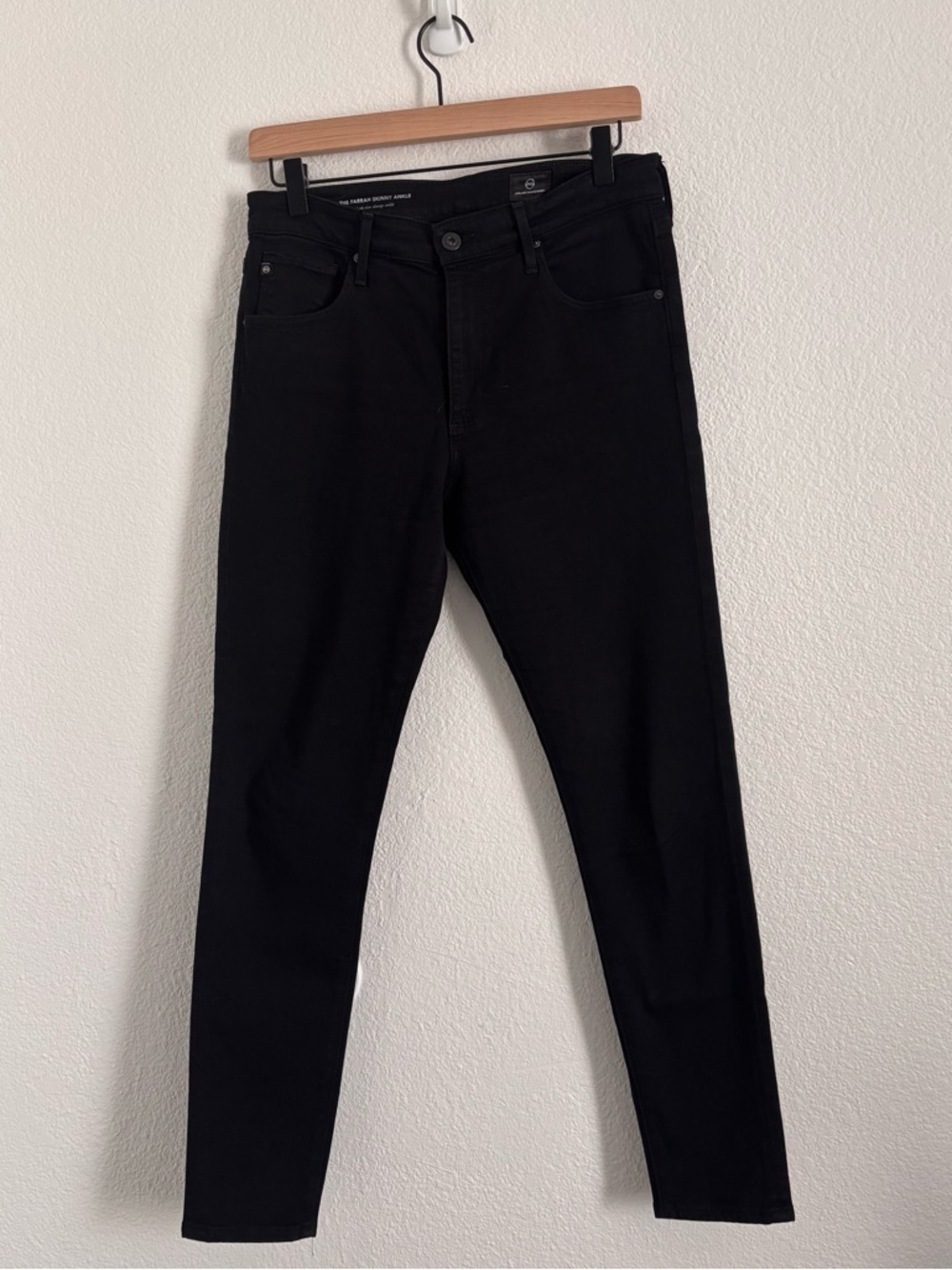 AG Adriano Goldschmied Size 29 Black High Rise The Farrah Skinny Ankle Jeans